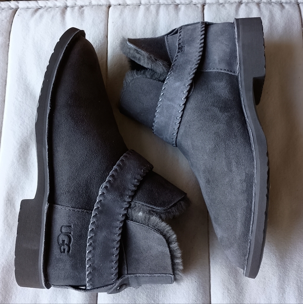 NWOT UGG Mckay Grey Gray Suede Sheepskin Ankle Boots Booties Shoe_8.5